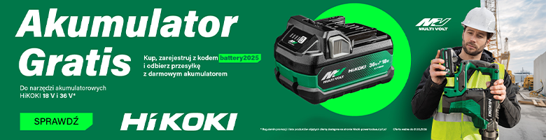 Kup wybrane narzędzia akumulatorowe HIKOKI 18/36V i ciesz się darmowym akumulatorem!