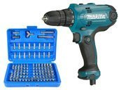 Wiertarko-wkrętarka sieciowa 230V 2 biegi sprzęgło 320W DF0300 MAKITA bity