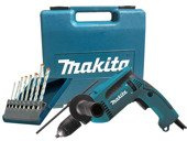 Makita Wiertarka udarowa HP1641K 680W + Wiertła