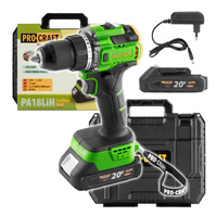 PROCRAFT Wiertarko-wkrętarka akumulatorowa 20V 80Nm 1x2,0Ah PA18LiH-1B-C
