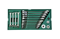 SATA Zestaw 19 kluczy płasko-oczkowych z grzechotką metr. ST09908