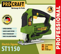 PROCRAFT Wyrzynarka sieciowa 750W przecinarka piła do drewna laser ST1150
