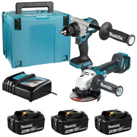 MAKITA Zestaw 18V wkrętarka DDF492 + szlifierka DGA513 aku 3x5Ah DLX2544TJ