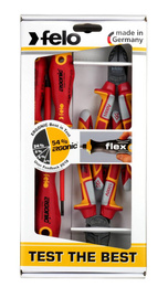 FELO Zestaw 3 wkrętaków - ERGONIC VDE  4,0/PH1/PH2 + obcinaczki boczne VDE 160 / kombinerki VDE 180 + magnetyzer FL41395199