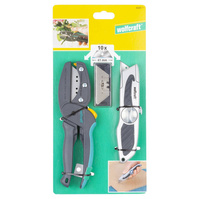 WOLFCRAFT Zestaw do cięcia (nożyce + nóż + ostrza trapezowe), Wolfcraft WF4325000