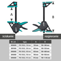 WOLFCRAFT Ścisk jednoręczny PRO ERGO z funkcją rozpierania 700 mm WF3093000