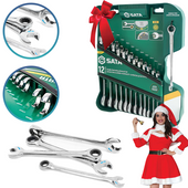 SATA Zestaw 13 sztuk kluczy płasko-oczkowych z podwójną grzechotką 09066PL