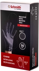 SCHMITH Rękawiczki rękawice nitrylowe mocne BlackGrip 50 szt Czarne L