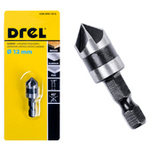 DREL Wiertło pogłębiacz fazownik do drewna metalu 12 mm uchwyt HEX 1/4 1012
