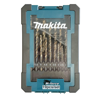 MAKITA Zestaw komplet wierteł do metalu HSS 1-10mm M-Force 19 szt. D-67583