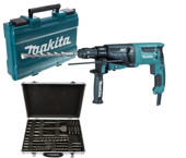 MAKITA Młotowiertarka SDS+ 800W HR2631F + zestaw dłut wierteł 17 el.