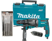 MAKITA Młotowiertarka SDS+ 800W HR2631FT + zestaw wierteł dłut 5 el.