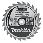 MAKITA Tarcza tnąca do drewna 136x10 mm 24Z Specialized B-09139