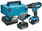 MAKITA Wiertarko-wkrętarka 18V 2x3,0Ah DHP482RFJ + zestaw wierteł 8 szt.