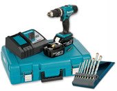 MAKITA Wiertarko-wkrętarka 18V + wiertła DHP453RFE