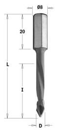 CMT Wiertło przelotowe prawe 8 mm I=43 L=70 trzpień 8 mm 368.080.11