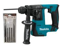 MAKITA Akum. młotowiertarka SDS+ 10,8/12V HR140DZ + zestaw wierteł dłut 5el