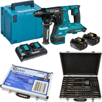 MAKITA Młotowiertarka SDS+ 2x18V DHR280PT2J + zestaw wierteł dłut 17 el.