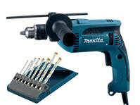 MAKITA Wiertarka udarowa 680W + wiertła HP1640