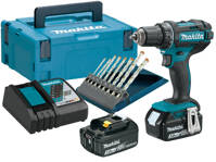 MAKITA Wiertarko wkrętarka 18V aku 2x3,0Ah + wiertła 8 szt. DDF482RFJ