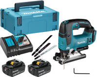 MAKITA Wyrzynarka aku 18V 2x5,0 Ah + zestaw brzeszczotów DJV182RTJ