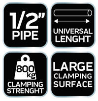 NEO Ścisk rurowy śrubowy stolarski bezkońcowy 1/2" do rur 800 kg 45-495